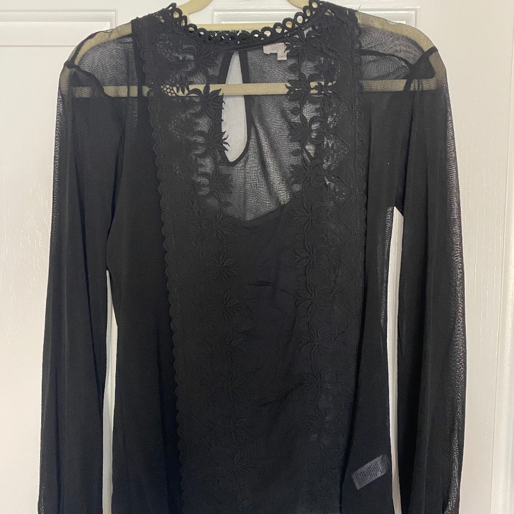 Weston Wear Black Top with Embroidered Detail